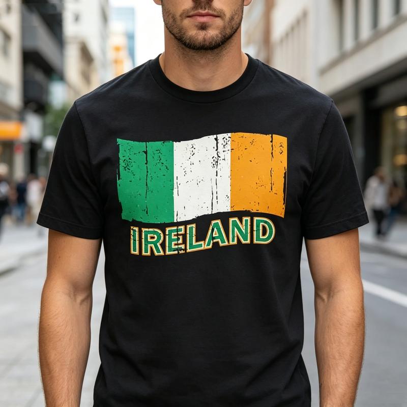 Vintage Irish Flag Tee Distressed Ireland Print Unisex Unisex Cotton Short Sleeve Trendy Streetwear Gift For Irish Culture Fans