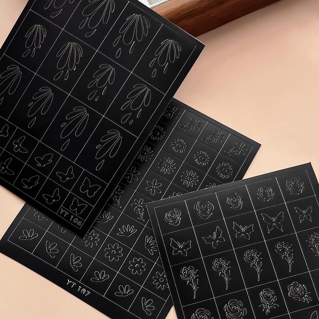 Floral & Clover Nail Art Spray Stickers - Wearable Hollow Printing Templates