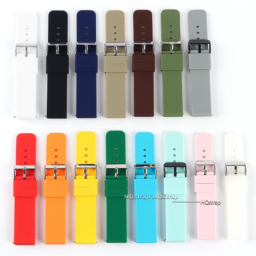 14mm 16mm 18mm 20mm 22mm 24mm Quick Release Soft Silicone Watch Band Universal Rubber Waterproof Bracelet Replacement Strap