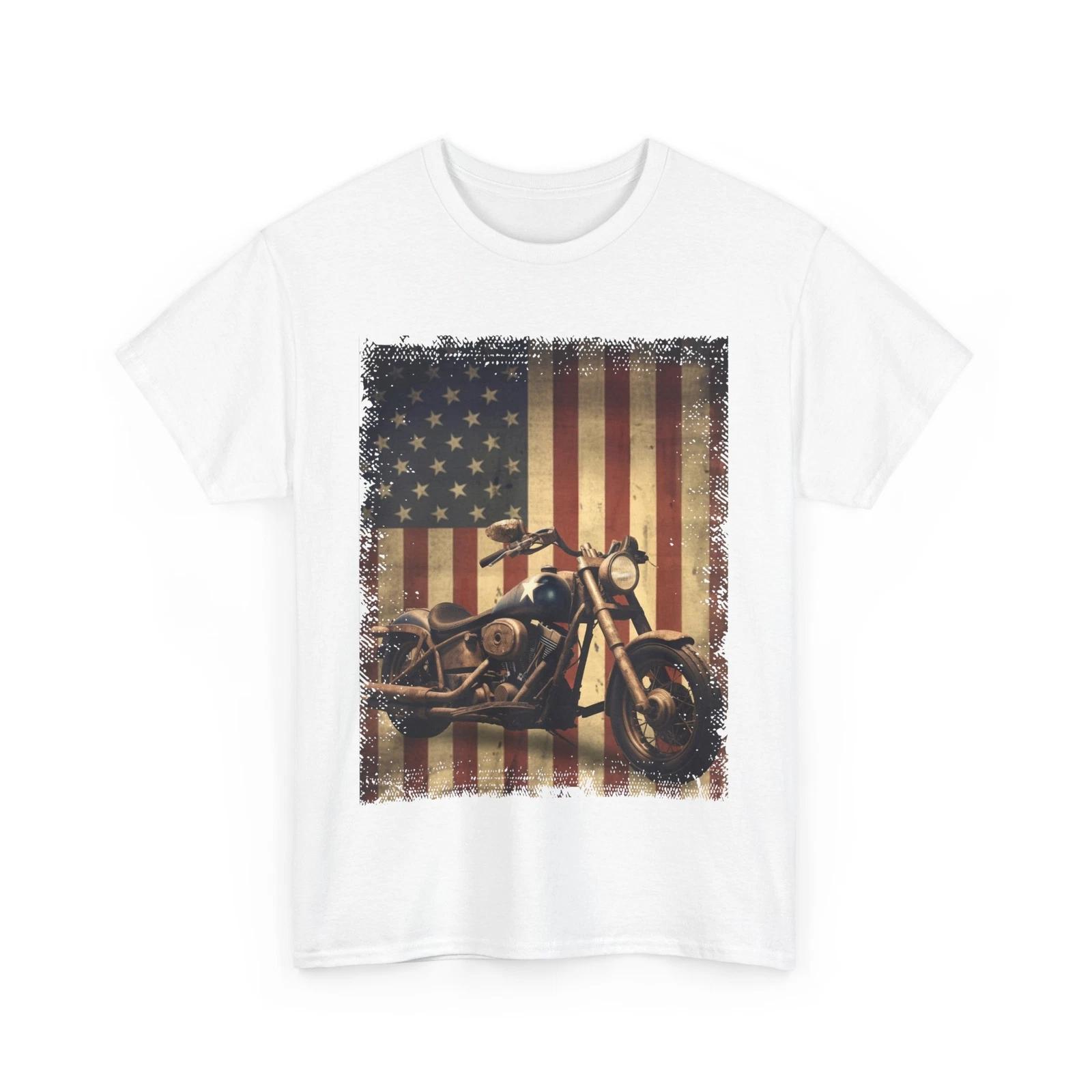 Motorcycle American Flag Shirt, Motorcycling Lovers T-shirt, Motorcyclist Shirt S