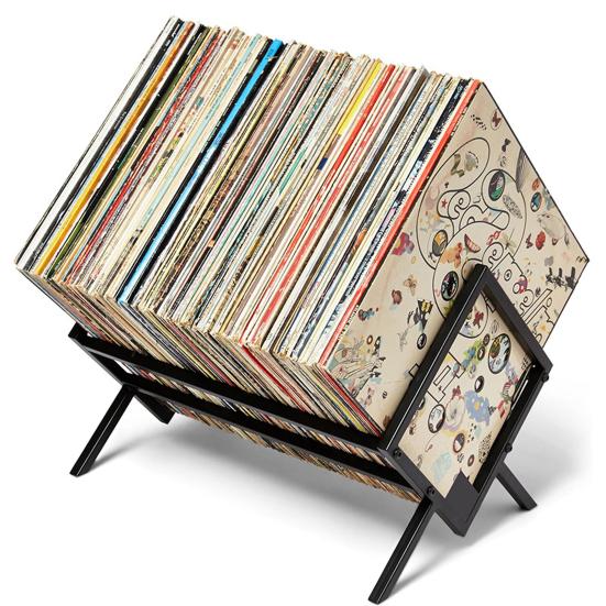 Vinyl Record Storage Rack Heavy Duty Metal Home Office Multi-purpose Matte Black Book Magazines Files Albums Vinyl Record Holder Organizer Stand