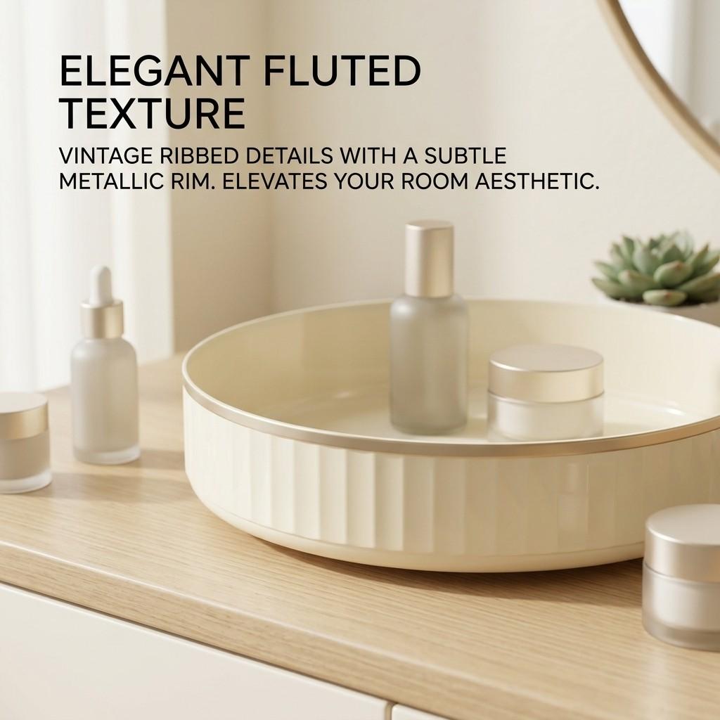 360 Rotating Makeup Organizer Vanity Tray Round PET Plastic Perfume Stand Cosmetic Skincare Bedroom Bathroom Storage Shelf Rack