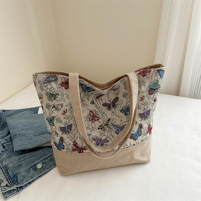 Large Size Tote Bag Fashion Folding Women Handbag Sea Tote Shoulder Bags Ladies Casual Flower Printing Shopping Bags Summer New