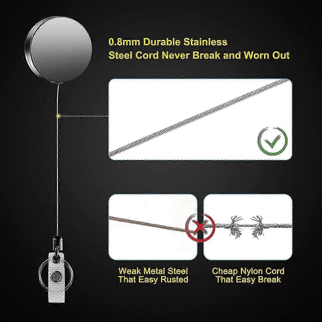 Heavy Duty Badge Reel, Retractable Badge Holder, Upgraded Retractable Badge Holder, Premium Heavy Duty Metal ID Badge Holder