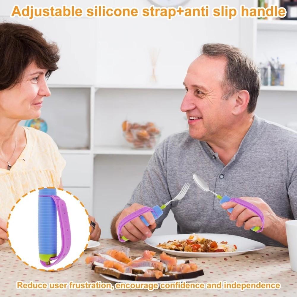 2 Stück/Set Verstellbare Adaptive Löffel Gabel Anti-Rutsch Esshilfe Löffel Behinderte Fütterung