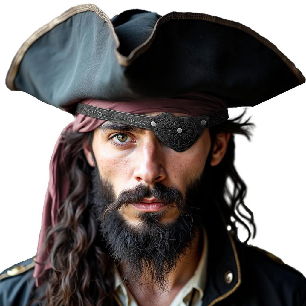 Gothic Leather Pirate Eyepatch: Adjustable Halloween Costume & Creative Cosplay Prop