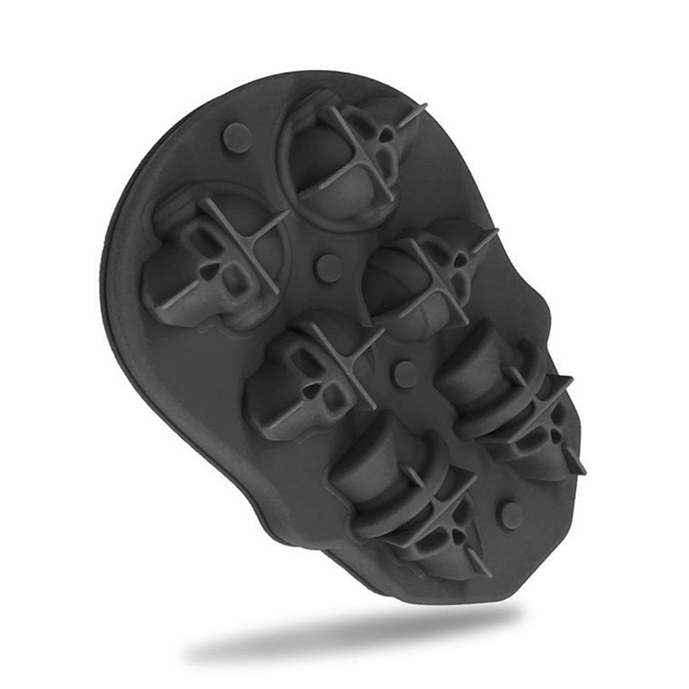 Lebka Tácky na ledové kostky Silikonová 3D DIY forma pro domácí kuchyni Černá měkká