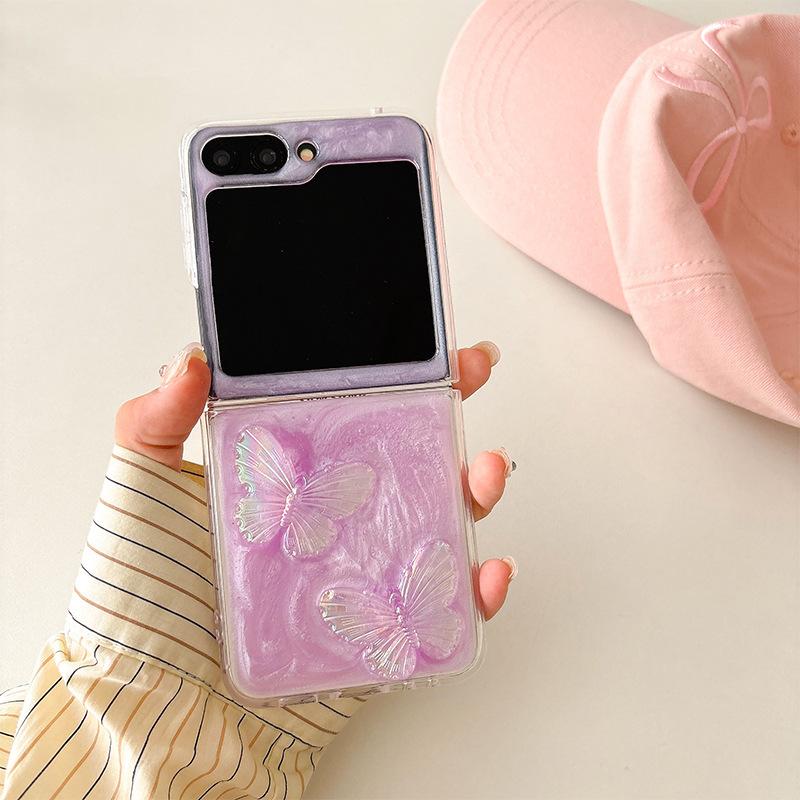 

New Folding Zflip6 Phone Case for Samsung Zflod5 Flip Color Drop Glue W24flip Bow For Samsung ZFold7