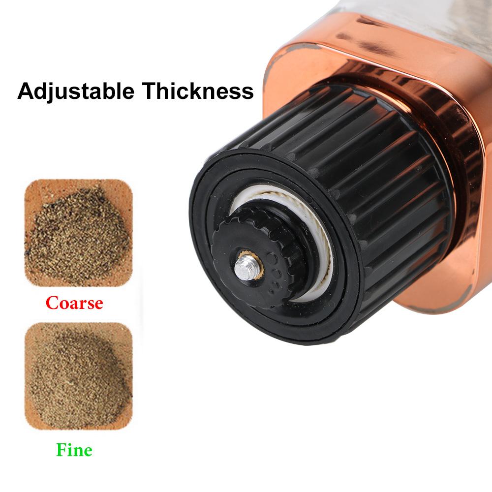 Rose Gold Glass Bottles Herb Grinders With Adjustable Ceramics Rotor Manual Salt Pepper Mill Kitchen Tools Spice Jar Containers