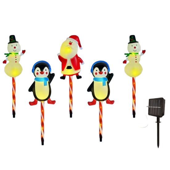 Solarne Lampki Świąteczne do Wbijania Święty Mikołaj Dekoracja Trawnika na Podwórko Wodoodporne Zewnętrzne Lampki Ścieżkowe Świąteczne Łatwa Instalacja Oświetlenie Pęknięć Ściany Ogrodowej