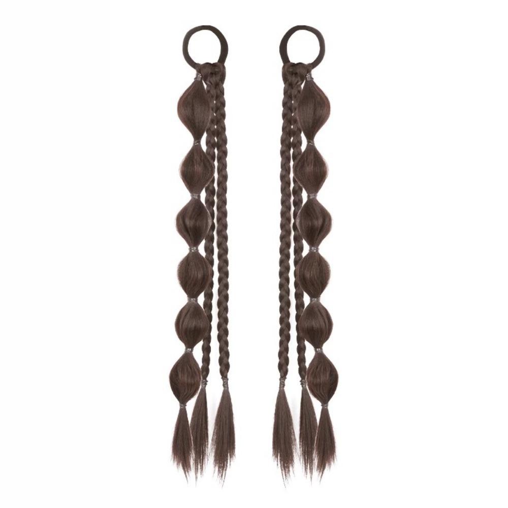 

2pcs Double Ponytail Sweet Twisted Pigtails Hairpiece Lantern Braided Ponytails Daily светло-коричневого