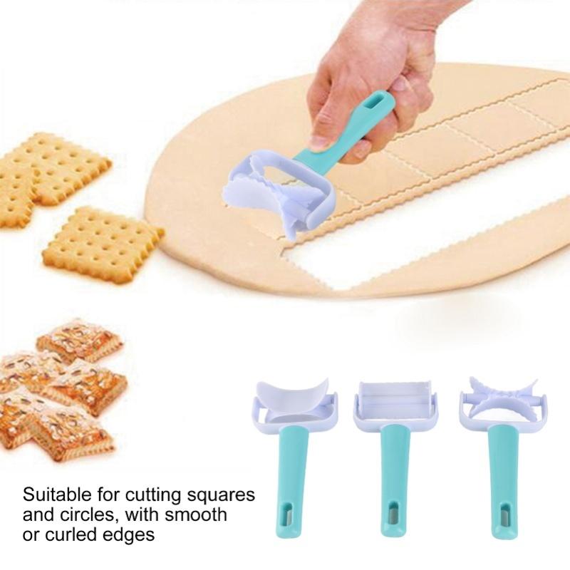 3Pcs/Set DIY Dough Cutter Roller Baking Accessory For Wonton Biscuit Cookies Dumpling Cake Making
