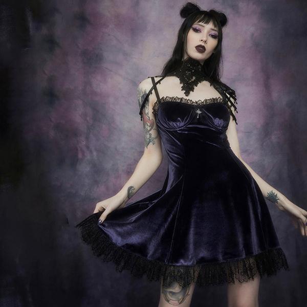 blue blazer with dress Gothic Lilith Maxi Dress by Restyle with Harness and Mesh Skirt main image 1