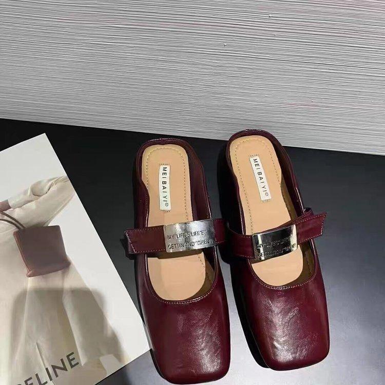 [Youshilai] Square Head Temperament Mary Jane Shoes Women's Spring 2025 New Retro Fashion Outer Wear One Pedal