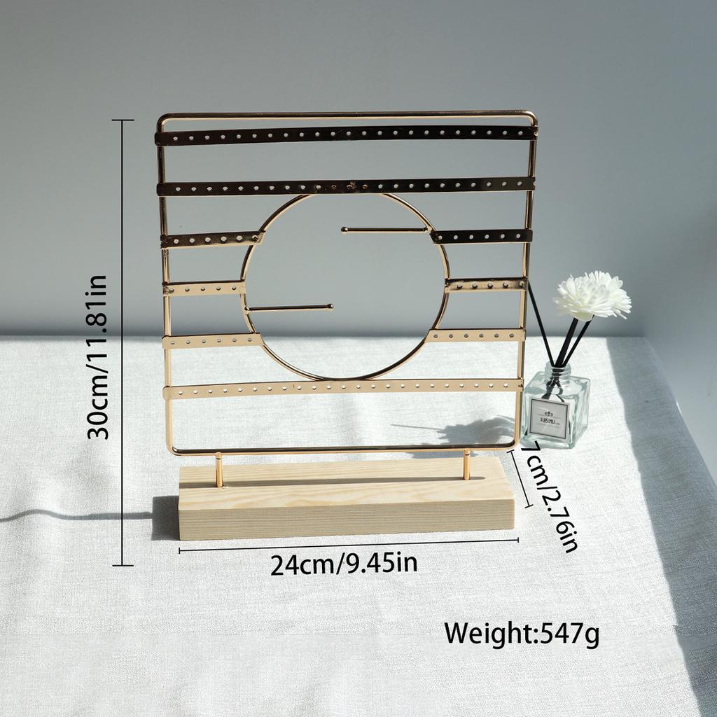 Earring Display Holder,Metal 3 Layers Jewelry Storage Organizer Wood Base Stand Tree,Bracelet Necklace Ear Stud Rack Gift