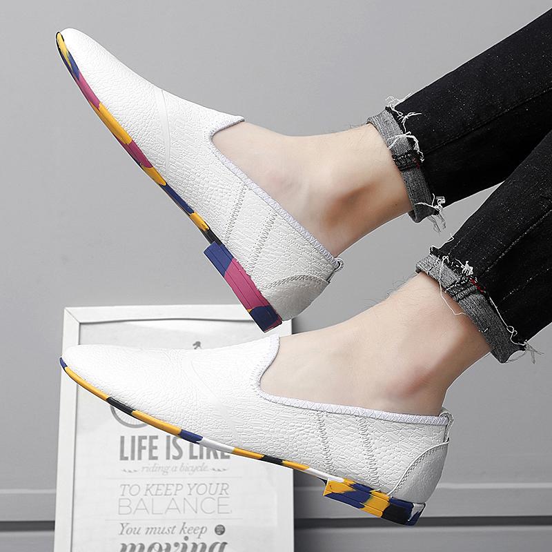 Fashion Mens Genuine Leather Shoes Elegant Slip-On Shoe Vintage Casual Shoes Men Classic Lightweight Male Loafers Driving Flats