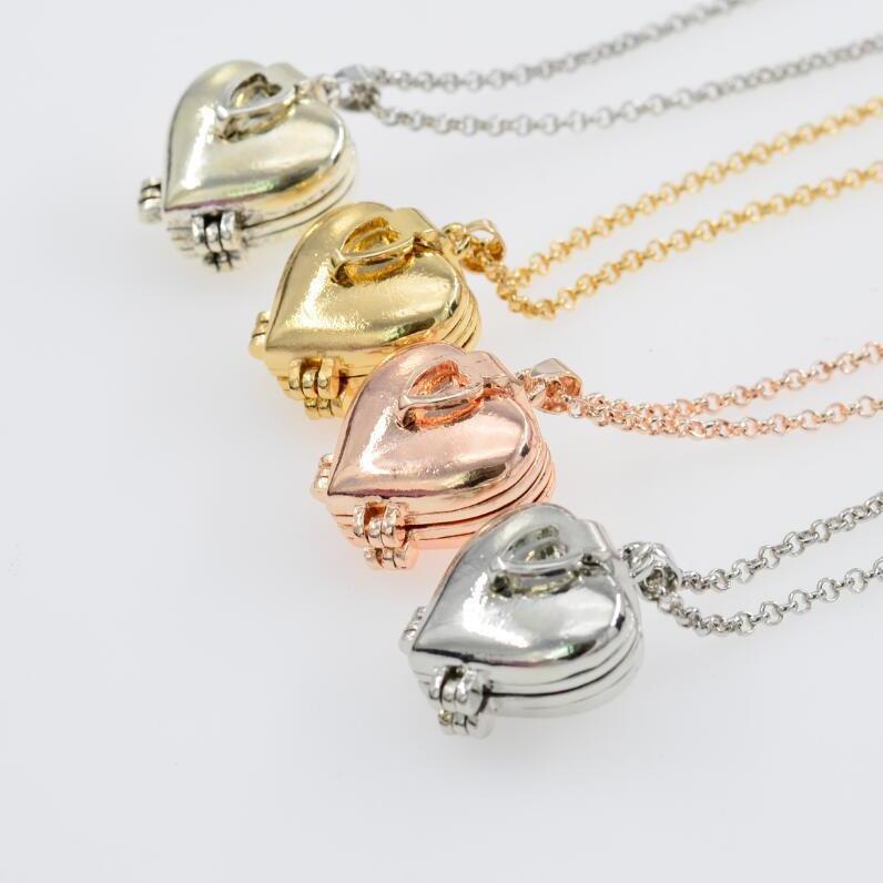 Heart-Shaped Multi-Layer Photo Locket Necklace with DIY Four Photo Spaces