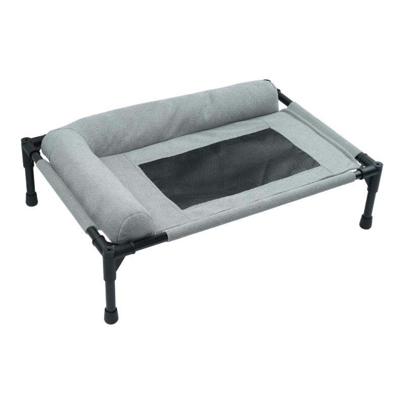 Breathable Raised Dog Bed Outdoor Cooling Pet Cot With L Shape Pillow Steel Frame Chew Resistant Washable For Medium Dog
