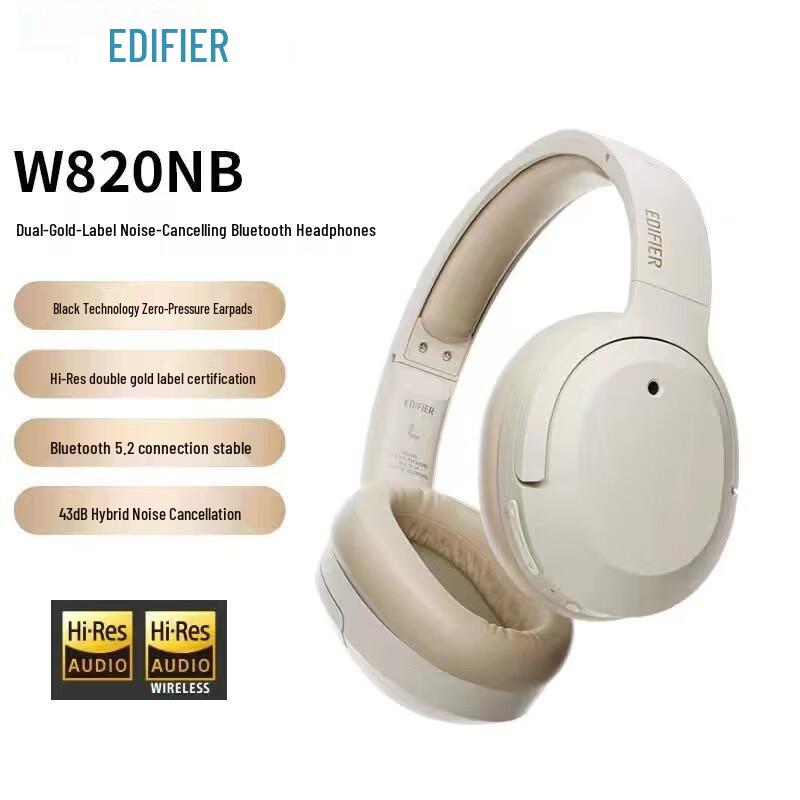 Edifier W820NB Dual Gold Bluetooth 5.2 Noise Cancelling Headphones