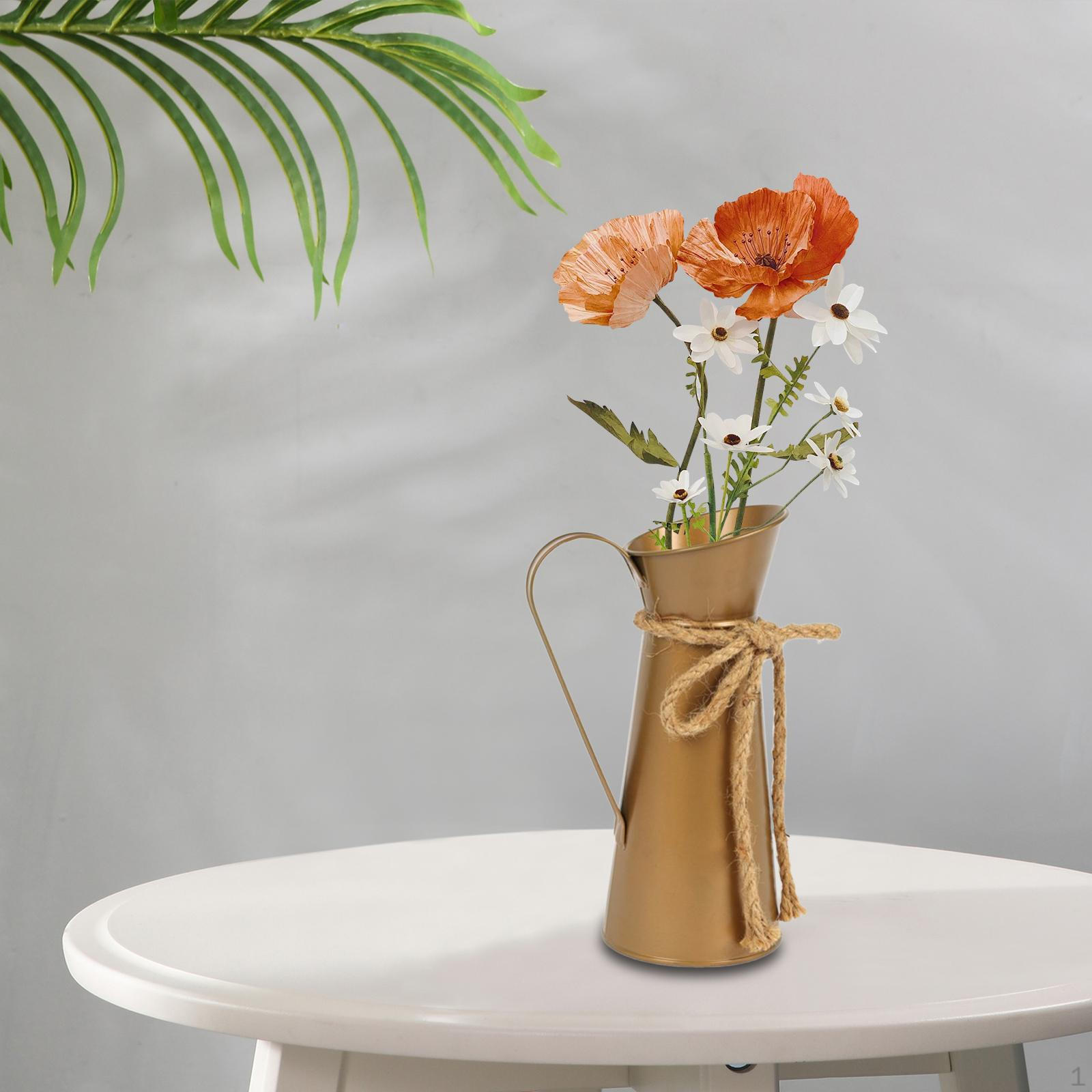 

Iron Jug Vase Decorative Flower Retro Photo Prop Rustic Metal Planter Pot for Garden