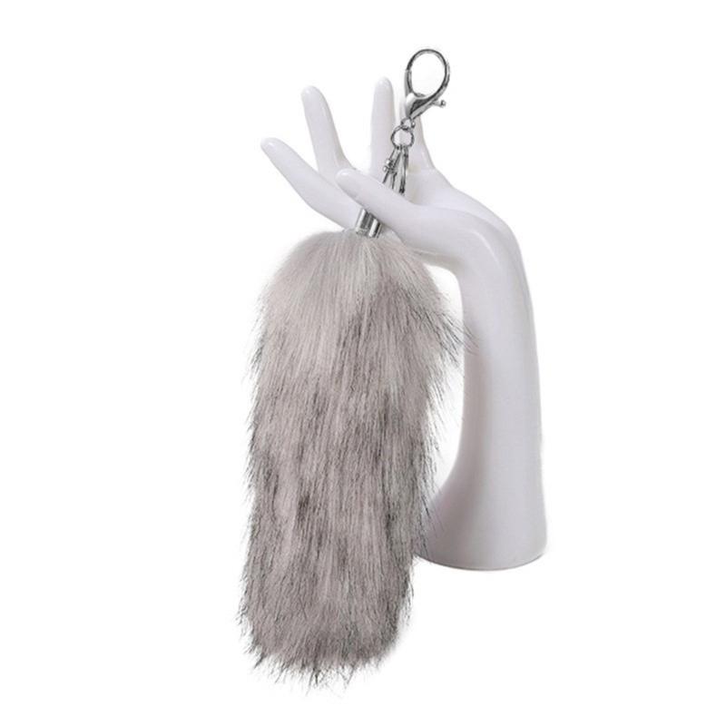 Elegant Keyrings Charm with Foxes Tail Pendant Fashionable Keychain Decoration Cute Toy for Car or Bag Decoration