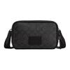 Max Crossbody Bag, Signature Canvas Black Pebbled Leather Trim Men's Sling Bag, Casual Daily Travel Commute CW346-QBMI5