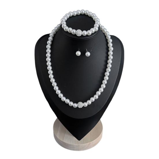 2Pcs/Set Imitation Pearl Jewelry Set Retro French Style Blue Waterdrop Faux Gem Charm Necklace Earrings Set