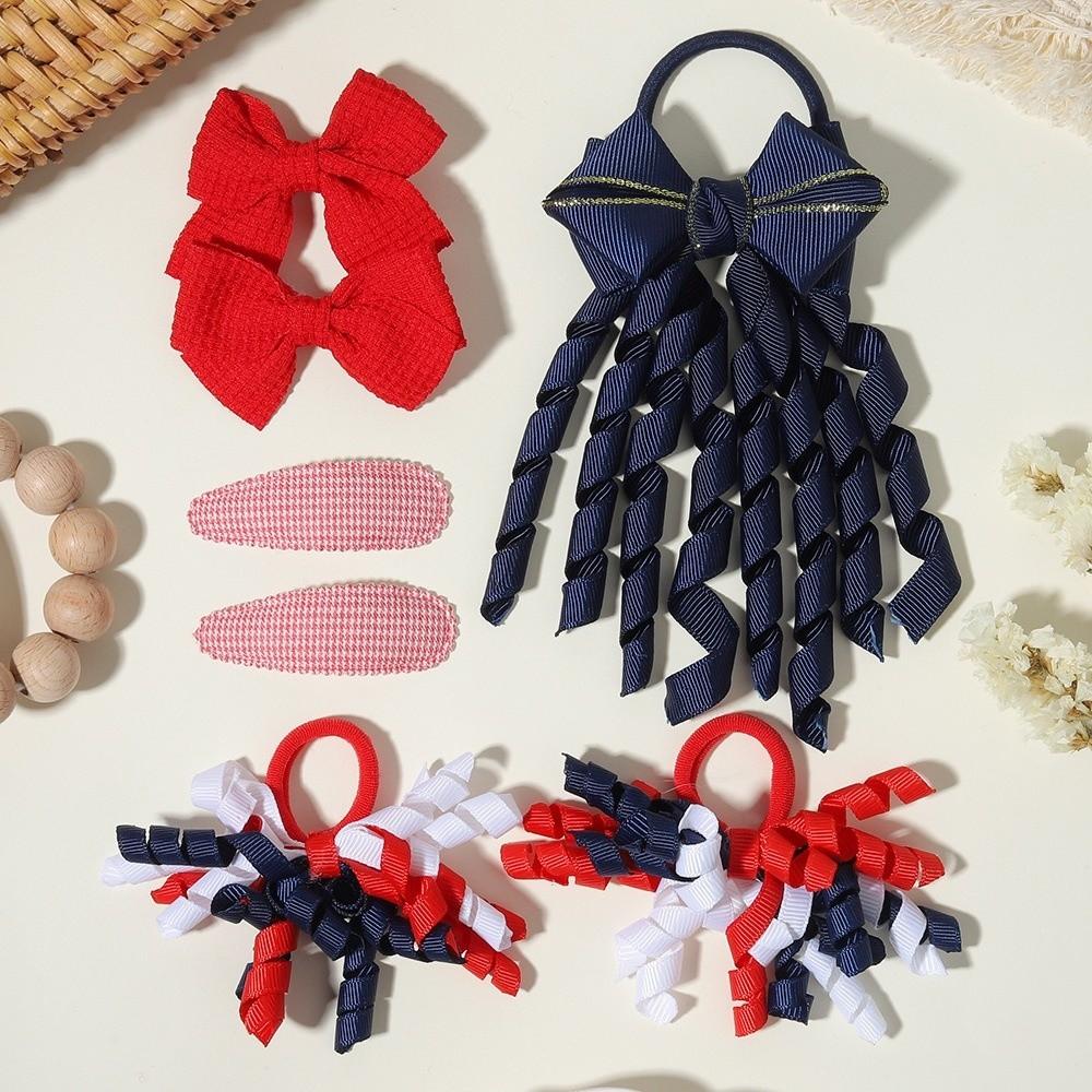 Fashion Bow Design Girls Hair Accessories Tassel Elastic Decorative Hair Clips BB Clip Sets for Holiday Decoration
