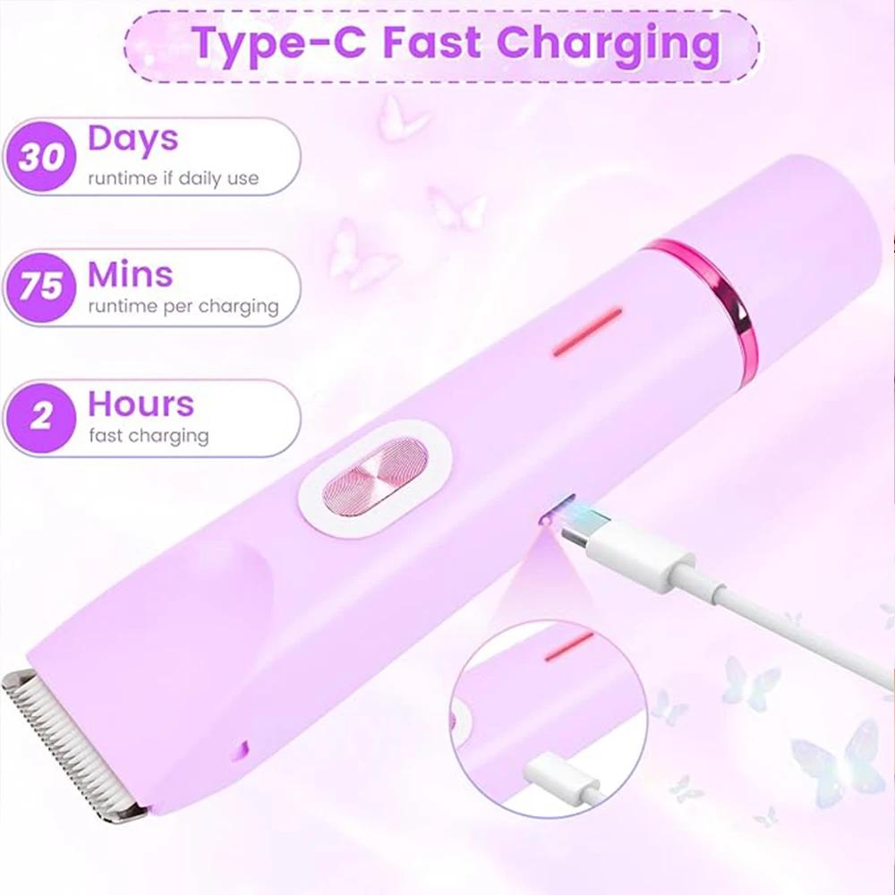 2 In 1 Electric Razors for Women Double Head Shaver for Pubic Hair Trimmer IPX7 Waterproof Wet&Dry Use Bikini Shaver for Body