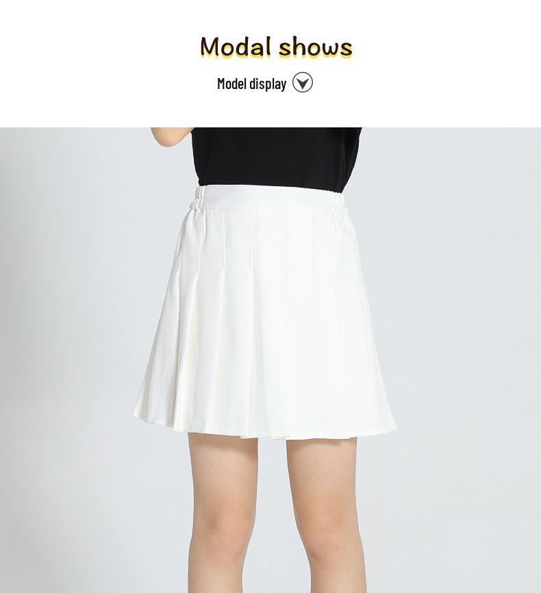 Dívčí preppy bílá plisovaná tenisová sukně - korejský styl, letní sportovní oblečení pro větší děti