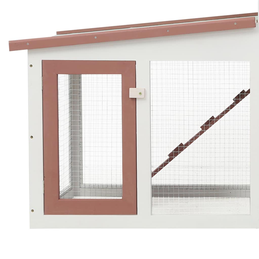 Large Rabbit Hutch in Brown and White 201 x 45 x 85 cm Wood