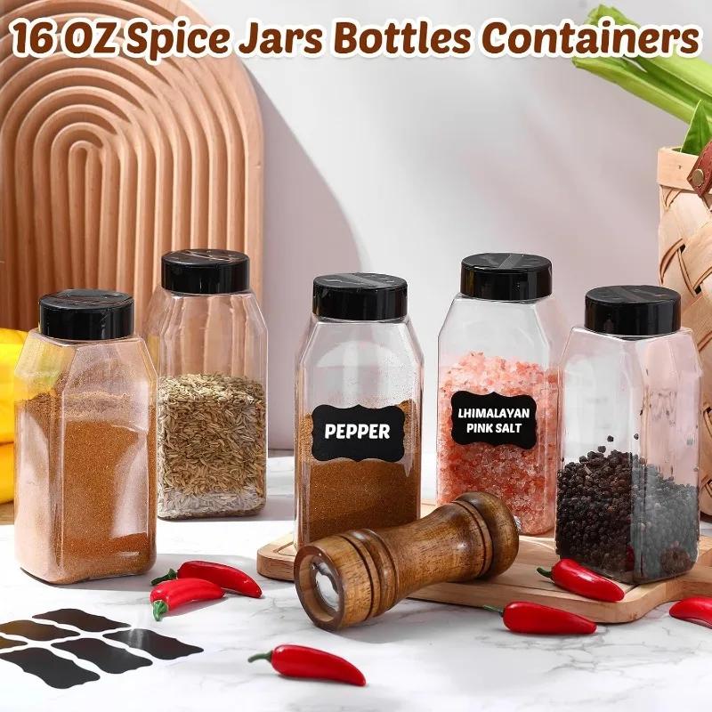 Portable Spices Seasoning Shaker Bottles Sugar Salt Pepper Jars BBQ Condiment Dispenser Empty Plastic Container Kitchen Gadgets