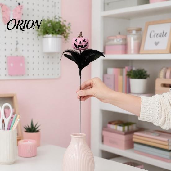 Halloween Wall Decorations Decoration, Skull Pumpkin Vase Insert, Gothic Ghost Feather Flower Theme Decor Arrangement, Spooky Dark Centerpiece