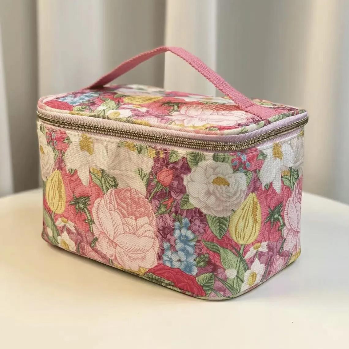 

WTEMPO женские косметички с принтом пионов, вместительные сумки для хранения, переносные сумки для хранения на открытом воздухе и путешествий 1pc розовый