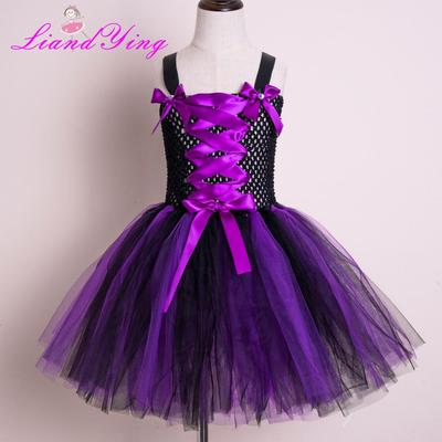 Evropský a americký styl Hallowenská čarodějnická tutu šaty pro děti - Design s nadýchanou sukní