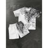 American Men's Summer Totem Cross Print Comfortable Breathable Round Neck T-Shirt Drawstring Shorts Set Outdoor Streetwear