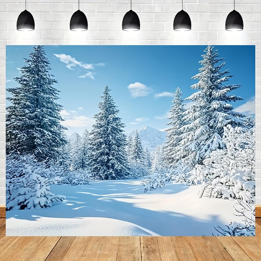 1pc Rustic Polyester Christmas Backdrop, Sparkling Winter Wonderland Scene, Durable Holiday Party Decoration, No Electricity Nee