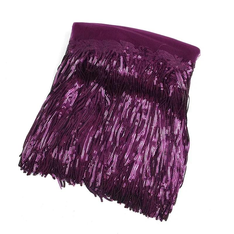 5/10Yards Meetee 20cm Sequins Tassel Fringe Trims Lace Ribbon Wedding Party Dress Fabric DIY Handmade Sewing Clothes Accessories