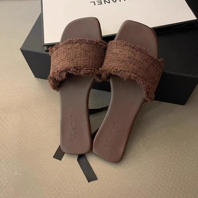 Fashion Women's Slippers Solid Color Open-toe Set Foot Vacation Beach Flat Sandals Casual Flip Flops Summer Indoor Women Slides Shoes