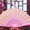 Cute Ethnic Dance Golden Tone Hand Held Flower Fan