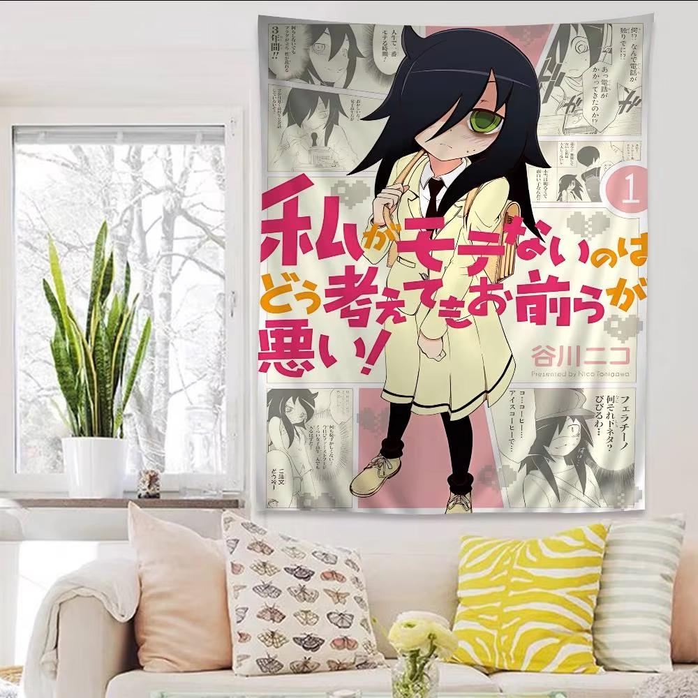WataMote Anime Tapestry Tomoko Kuroki Colorful Wall Hanging Boho Mandala Wall Art for Home Bedroom Dorm Decor Flat Print