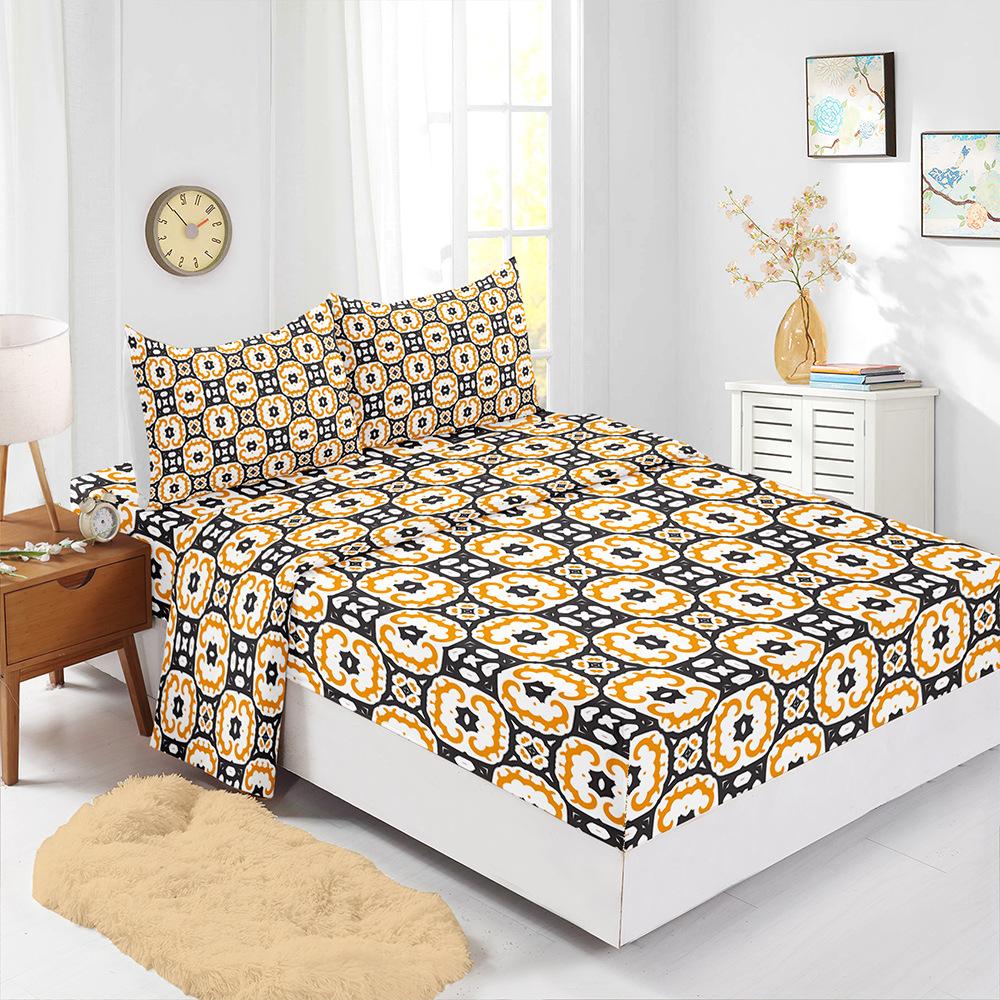 Four-Piece Mattress Set Bohemian 3D Digital Printing Kit Mattress Protective Cover