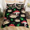 Cartoon Hedgehog King Queen Duvet Cover Rainbow Iridescent Bedding Set For Kids Girls Boys Starry Sky Animal 2/3PCS Quilt Cover