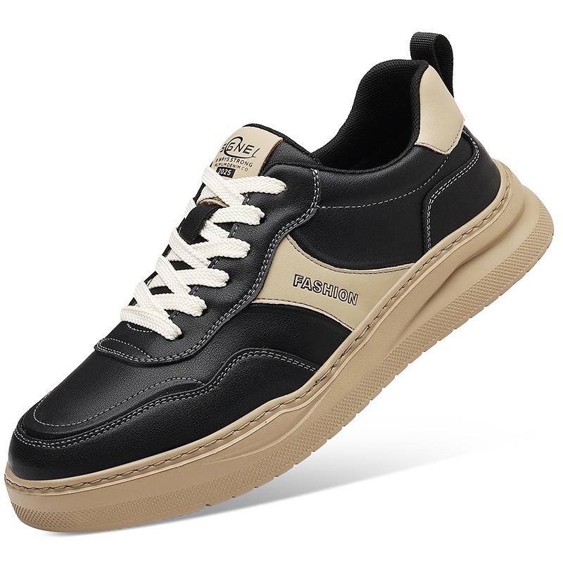 

Men Leather Casual Shoes Fashion Flat Skate Platform Shoes Street Cool Sneakers 44 чорний