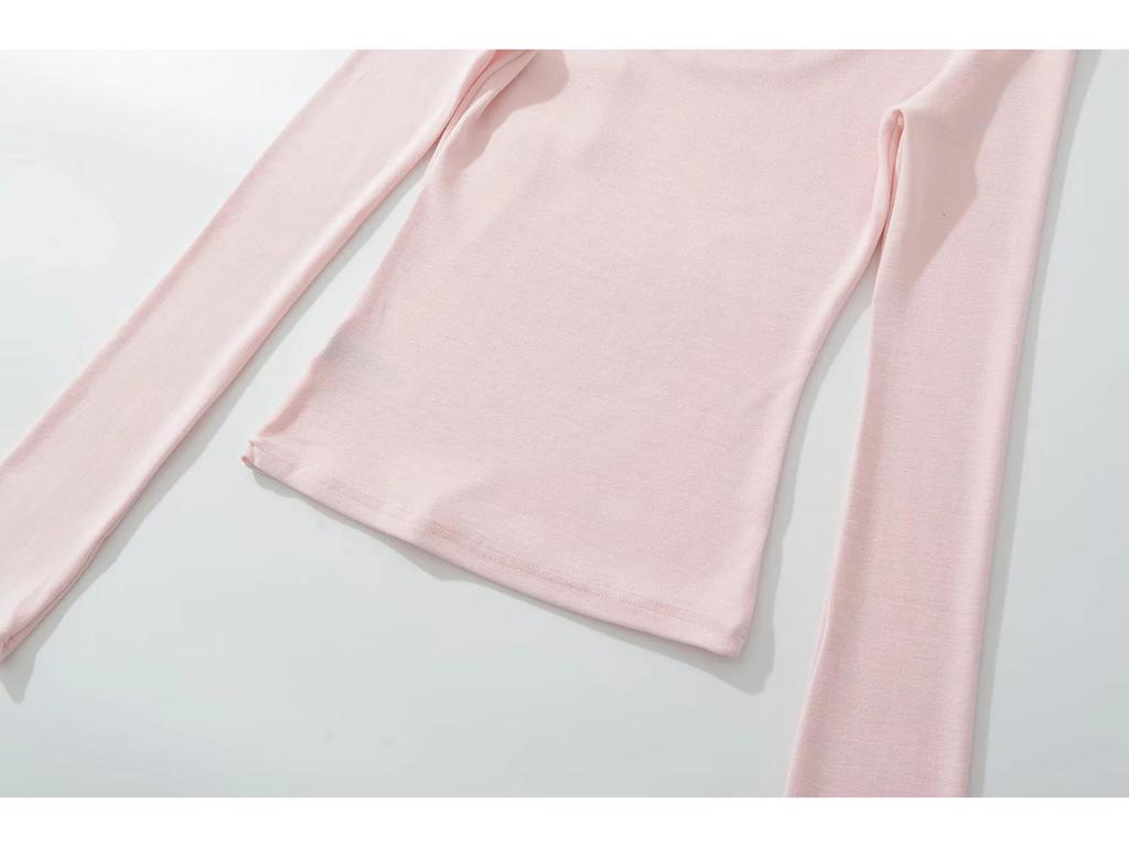 Spicy Girl Style Sexy Figure-Hugging Long Sleeve Round Neck T-Shirt for Women - Spring 2026 Trendy Slimming Top