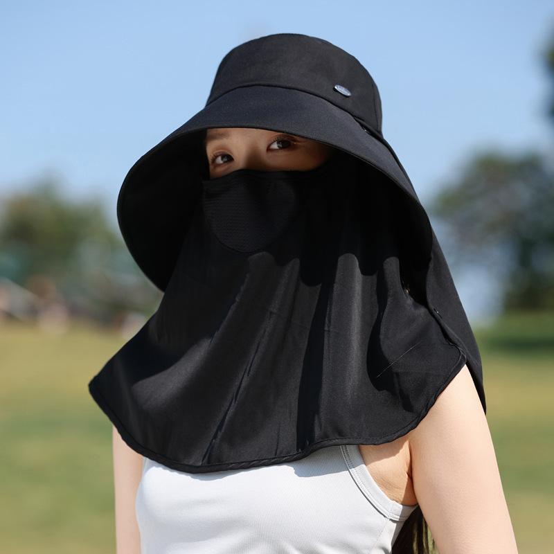 Sun Hat Children'S Outdoor Uv Protection Sun Hat Elegant Face Cover Neck Shawl Hat Travel Beach Hat