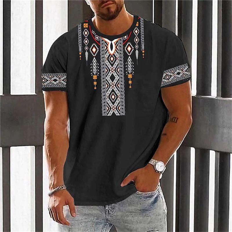 Ethnic style 3D printed men's T-shirt