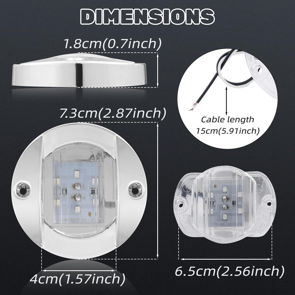 4Pcs 12V LED Marine Boat Interior Light Courtesy Light Cabin Deck Walkway Stern Light  for Camper Van Caravan Motorhome Boat RV
