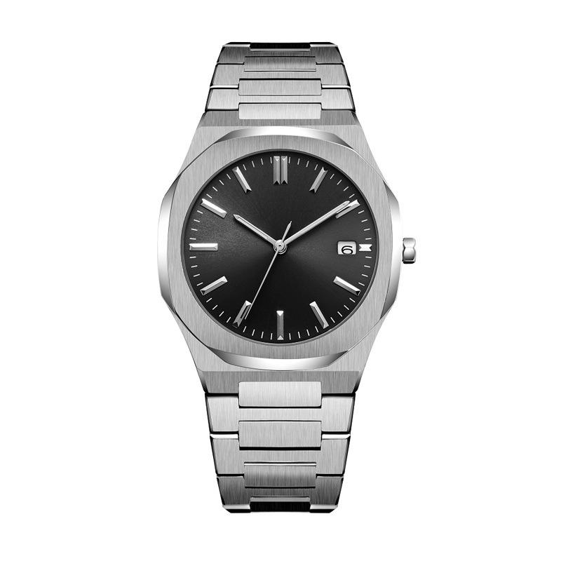 No logo Octagon Dial Watches For Men 50M Waterproof Calendar VJ32 Quartz Movement Watch Mens Fashion Stainless Steel Strap