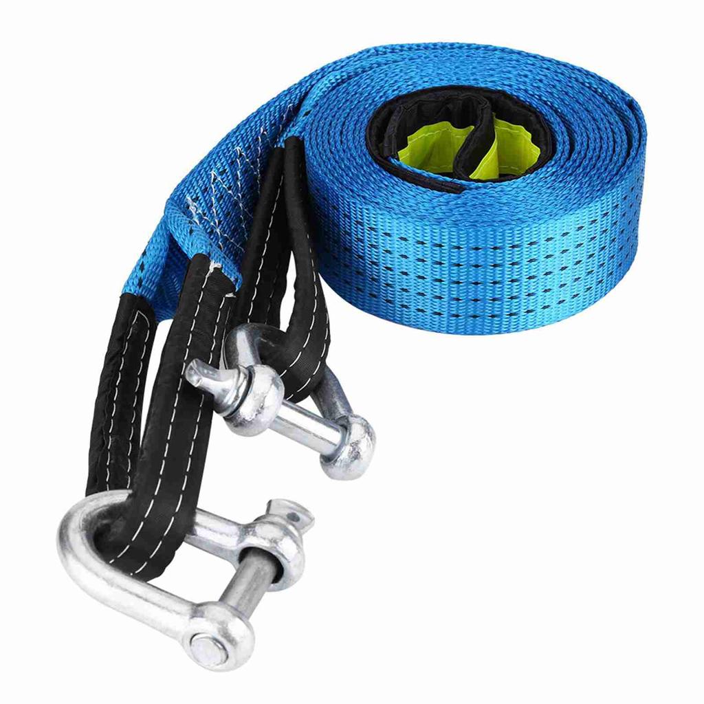 Car Trailer Tow Rope Road Recovery Towing Cable with Reflective Strip Hooks 8 Tons 5 Meters